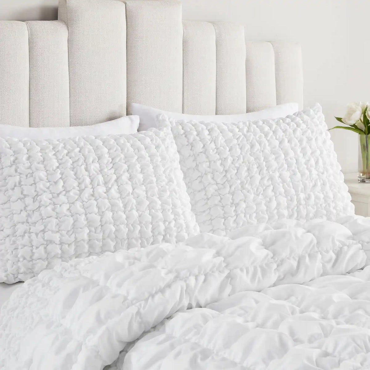 Evelyn 3-Piece Stripe Ruched Comforter Set