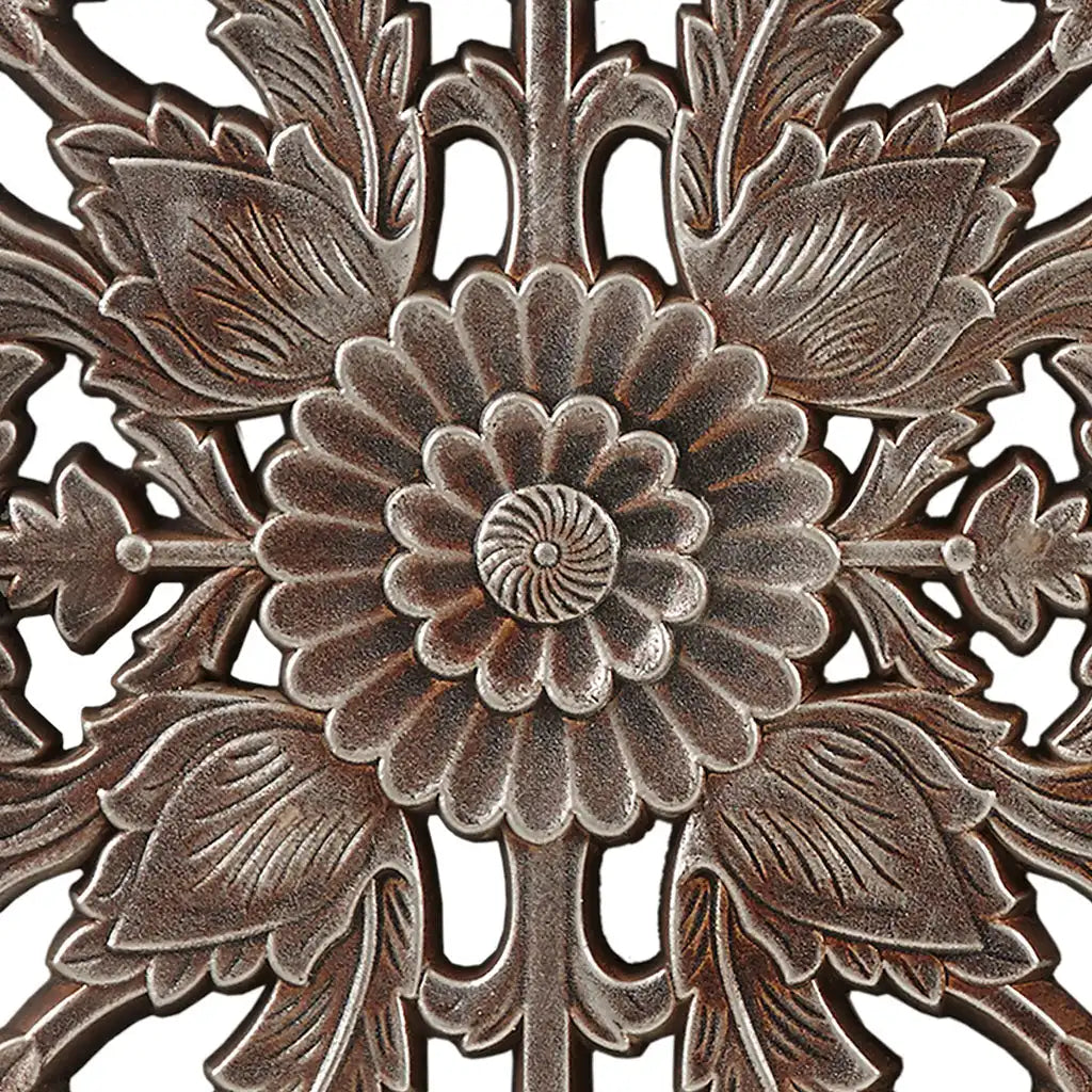 Botanical Panel Distressed Carved Wood 2-Piece Wall Decor Set