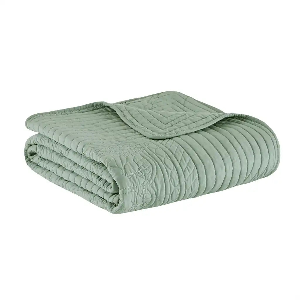 Tuscany Oversized Quilted Antimicrobial Throw with Scalloped Edges