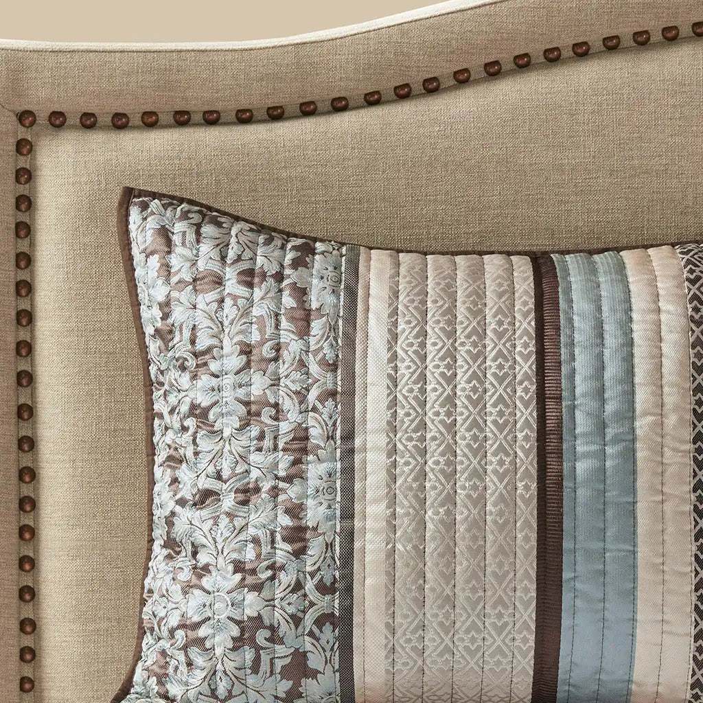 Princeton 5-Piece Jacquard Quilt Set with Throw Pillows