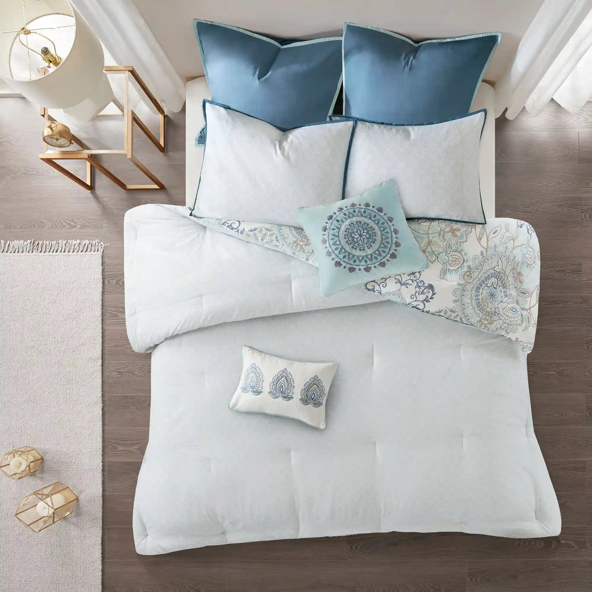 Isla 8-Piece Cotton Floral Printed Reversible Comforter Set