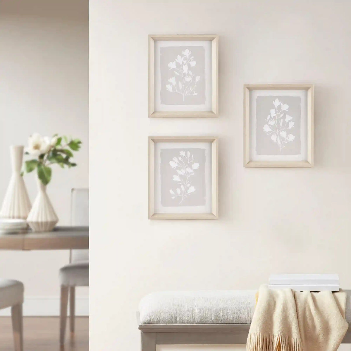 Fair Florets 3-Piece Framed Glass Wall Art Set