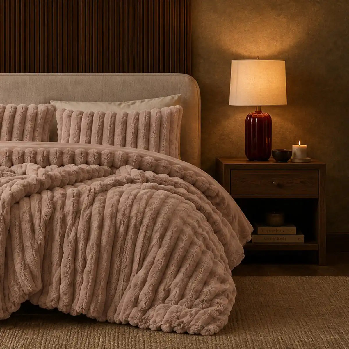 Jasmine Ultrasoft Faux Fur Ribbed Comforter Set