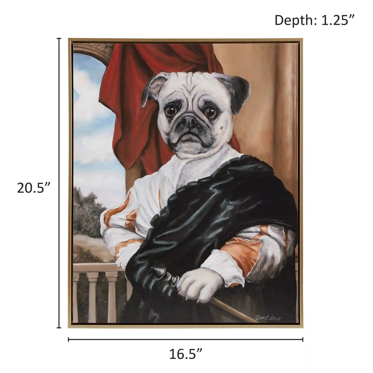 Pet Portrait Captain's Guard Pug Framed Canvas Wall Art