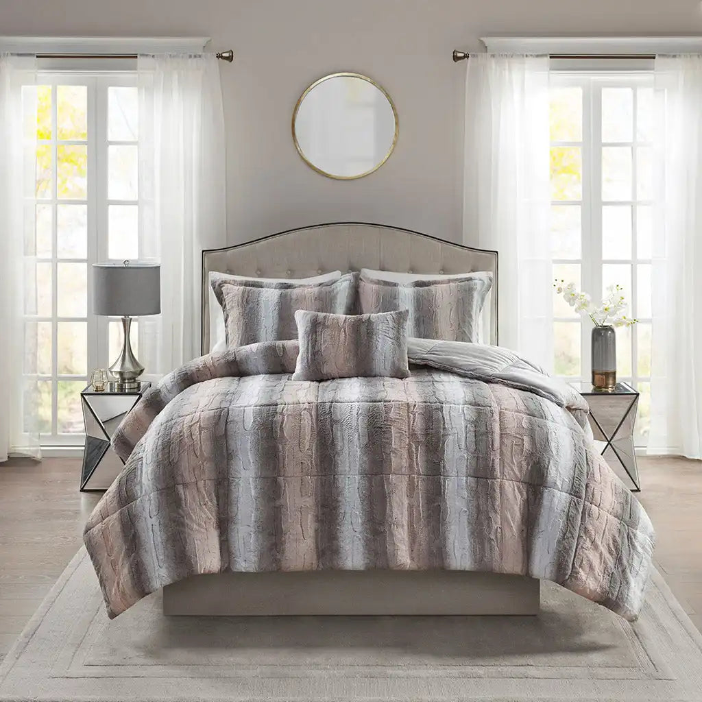 Zuri 4-Piece Faux Fur Comforter Set