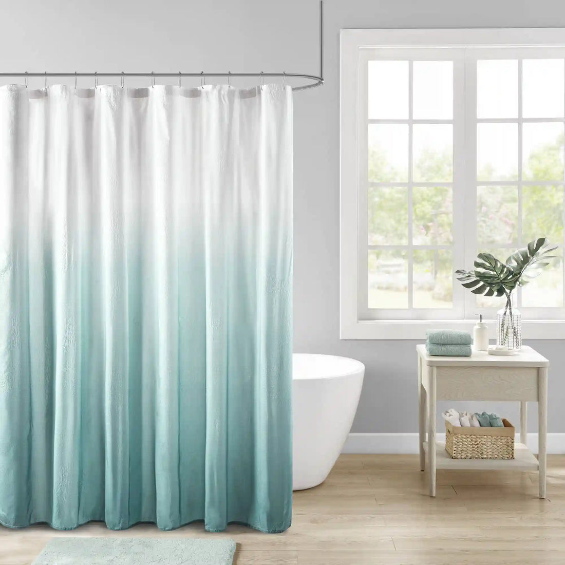 Ara Ombre Printed Seersucker Shower Curtain