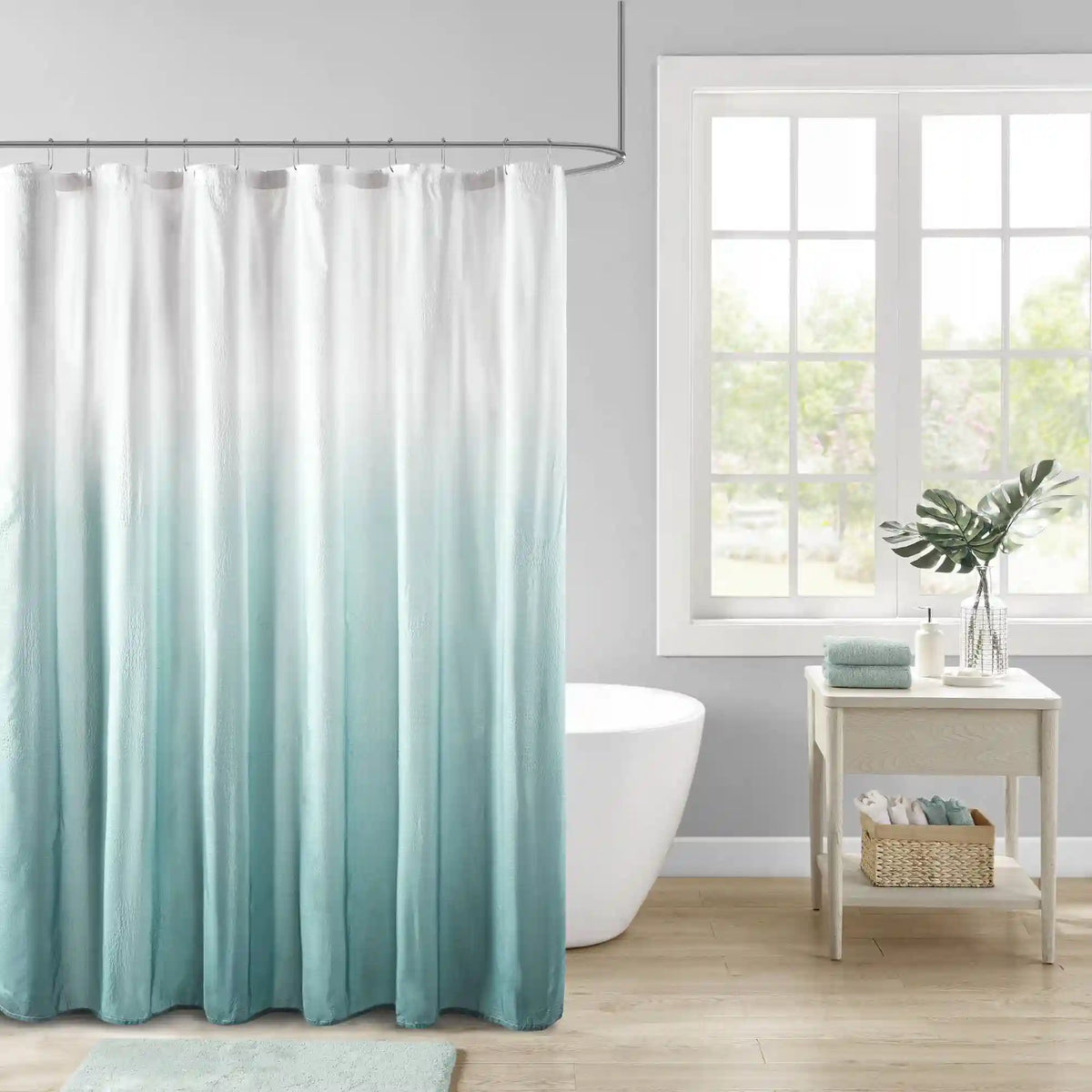 Ara Ombre Printed Seersucker Shower Curtain