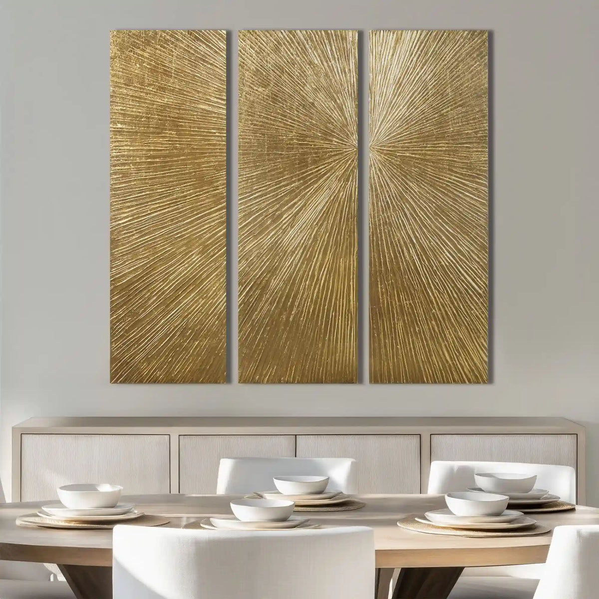 Sunburst Hand Painted Triptych 3-Piece Dimensional Resin Wall Art Set