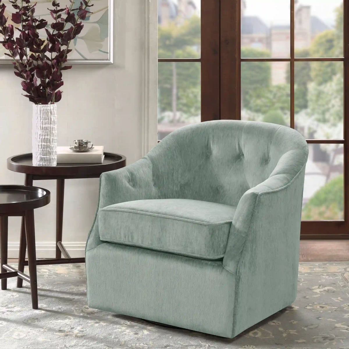 Calvin Upholstered Swivel Accent Chair