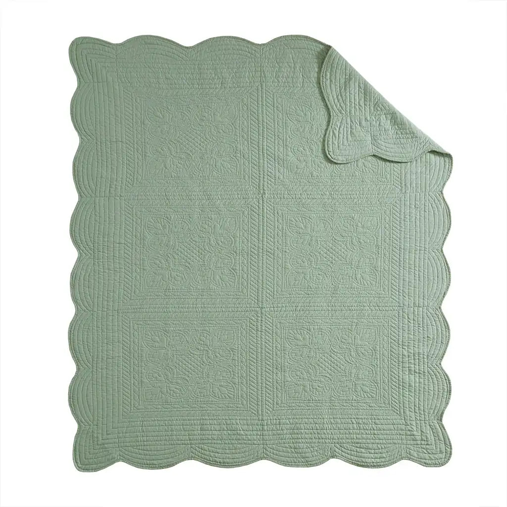 Tuscany Oversized Quilted Antimicrobial Throw with Scalloped Edges