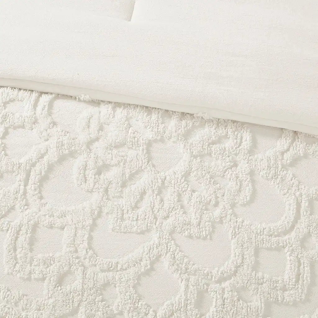 Laetitia 3-Piece Tufted Cotton Chenille Medallion Comforter Set