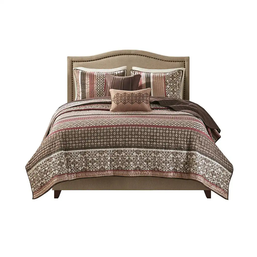 Princeton 5-Piece Jacquard Quilt Set with Throw Pillows