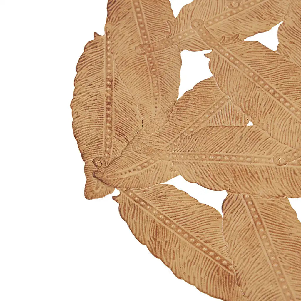 Rossi Textured Feather 3-Piece Metal Disc Wall Decor Set