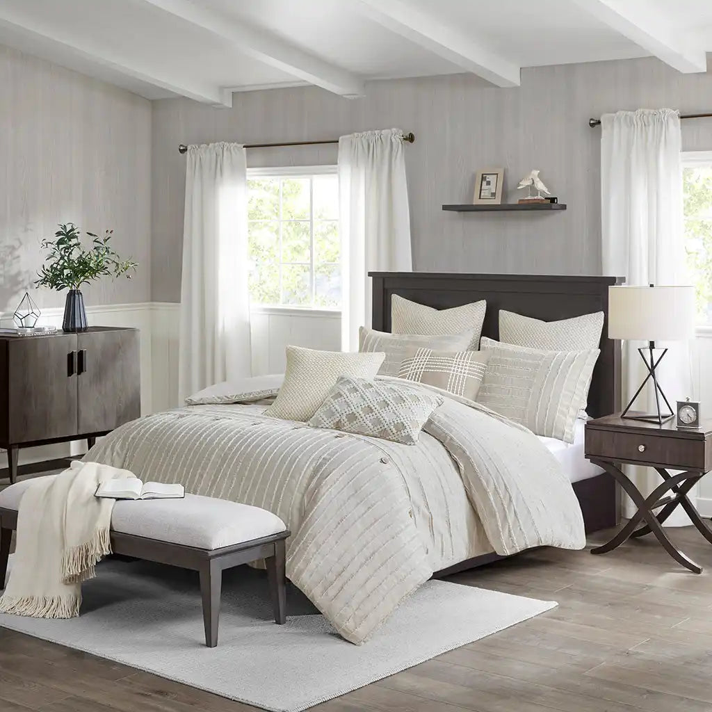 Essence 8-Piece Cotton Clipped Jacquard Comforter Set
