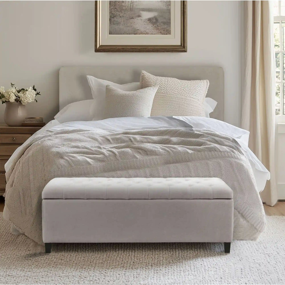 Shandra Tufted Top Upholstered Storage Bench