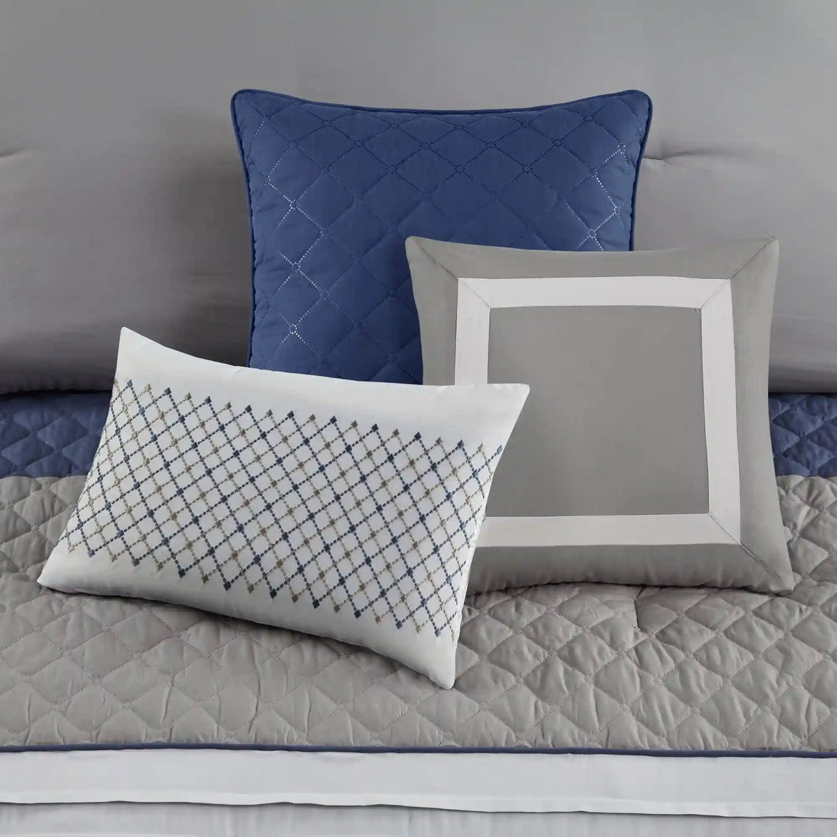 Jenson 7-Piece Color Block Stripe Comforter Set with Throw Pillows