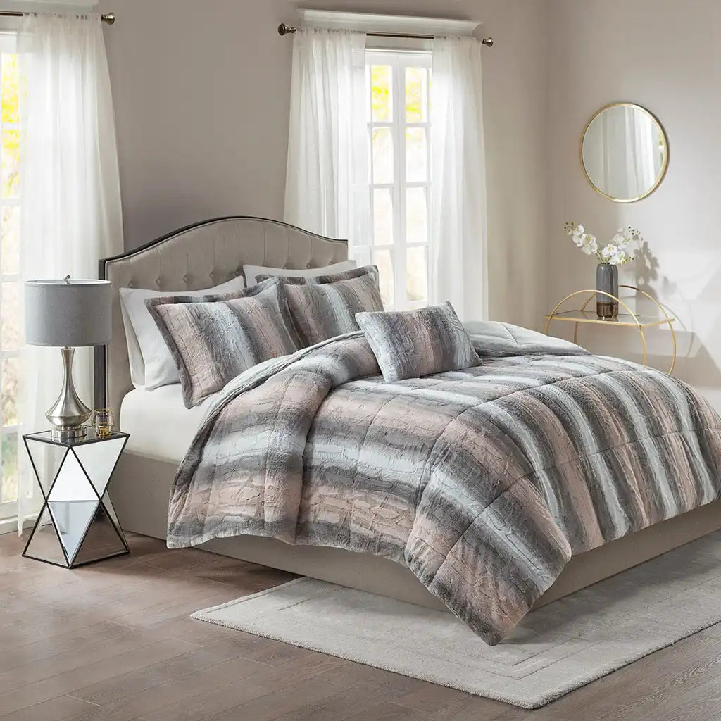 Zuri 4-Piece Faux Fur Comforter Set