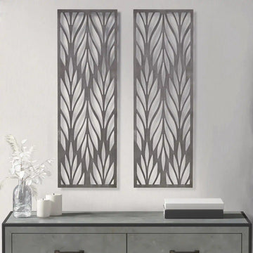 Florian Grey Laser Cut Wood 2-Piece Panel Wall Decor Set