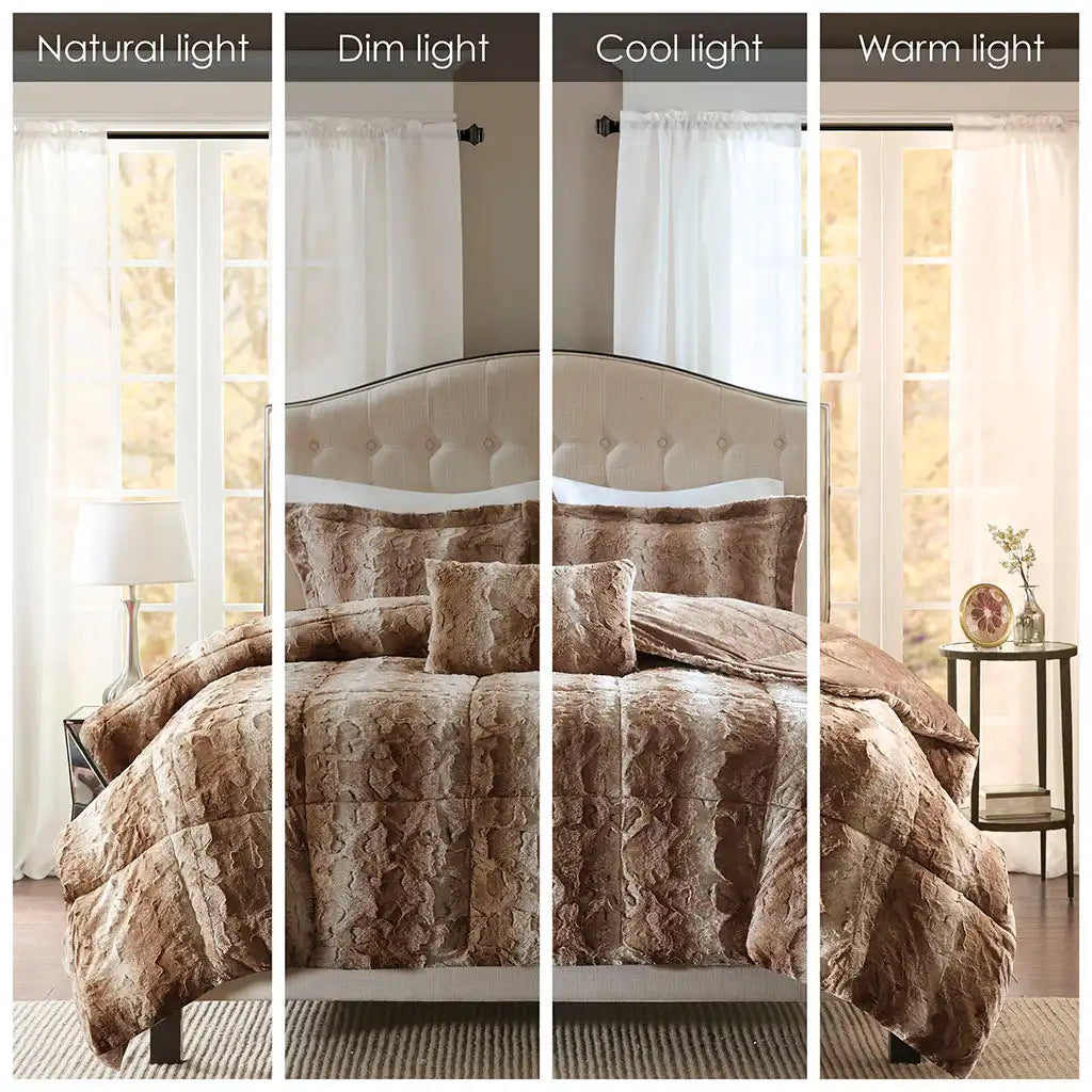 Zuri 4-Piece Faux Fur Comforter Set