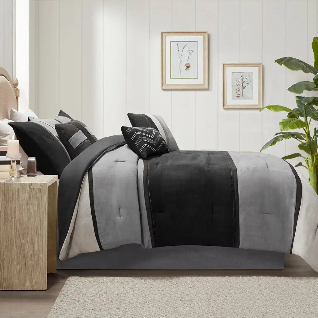Palisades 7-Piece Faux Suede Comforter Set