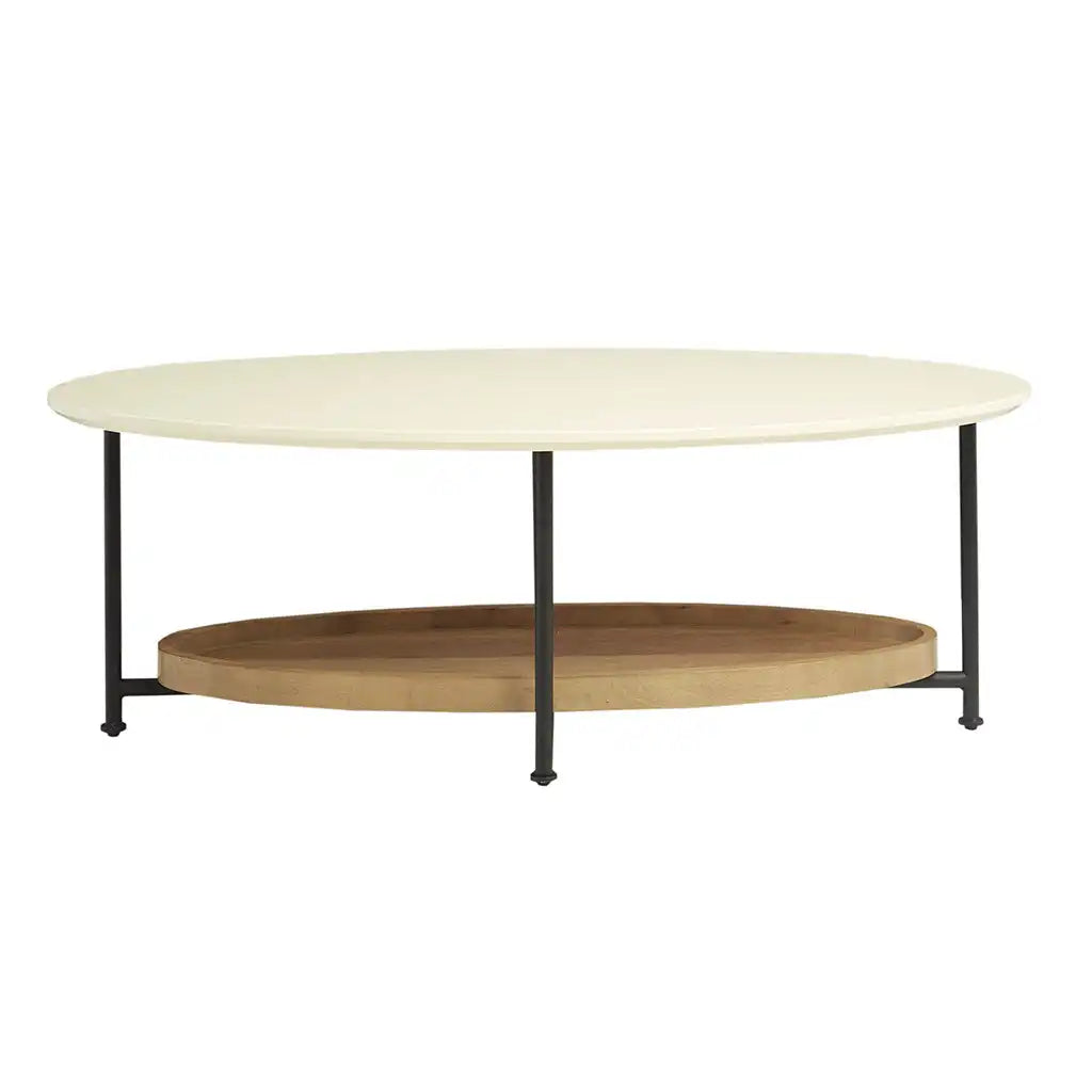 Beaumont 2-Tier Oval Coffee Table with Wood Storage Shelf