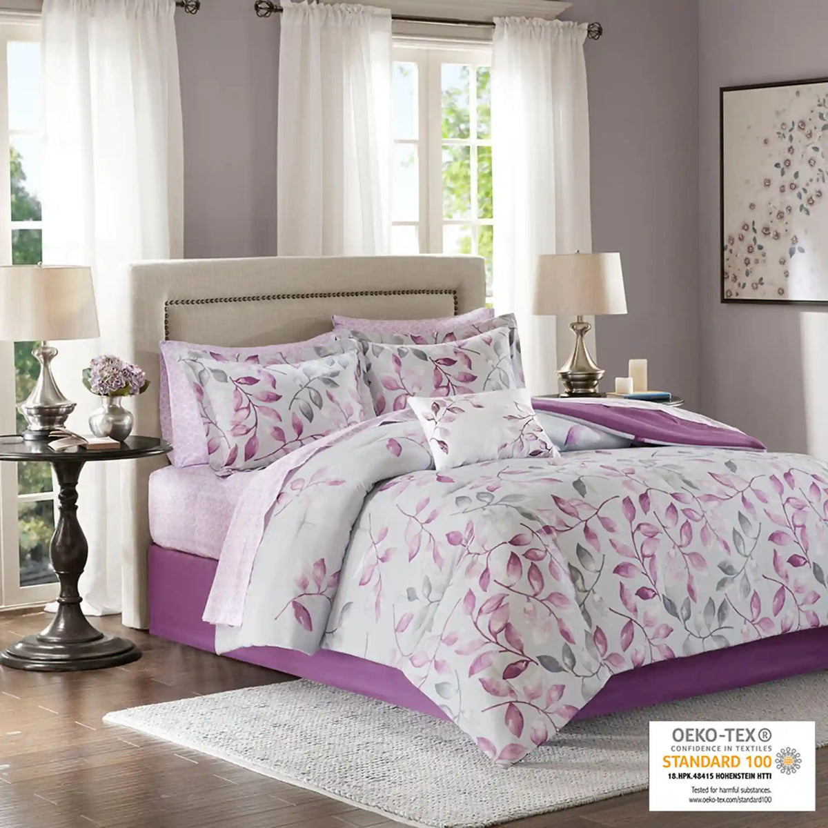 Lafael 9-Piece Comforter Set with Cotton Bed Sheets Bed in a Bag