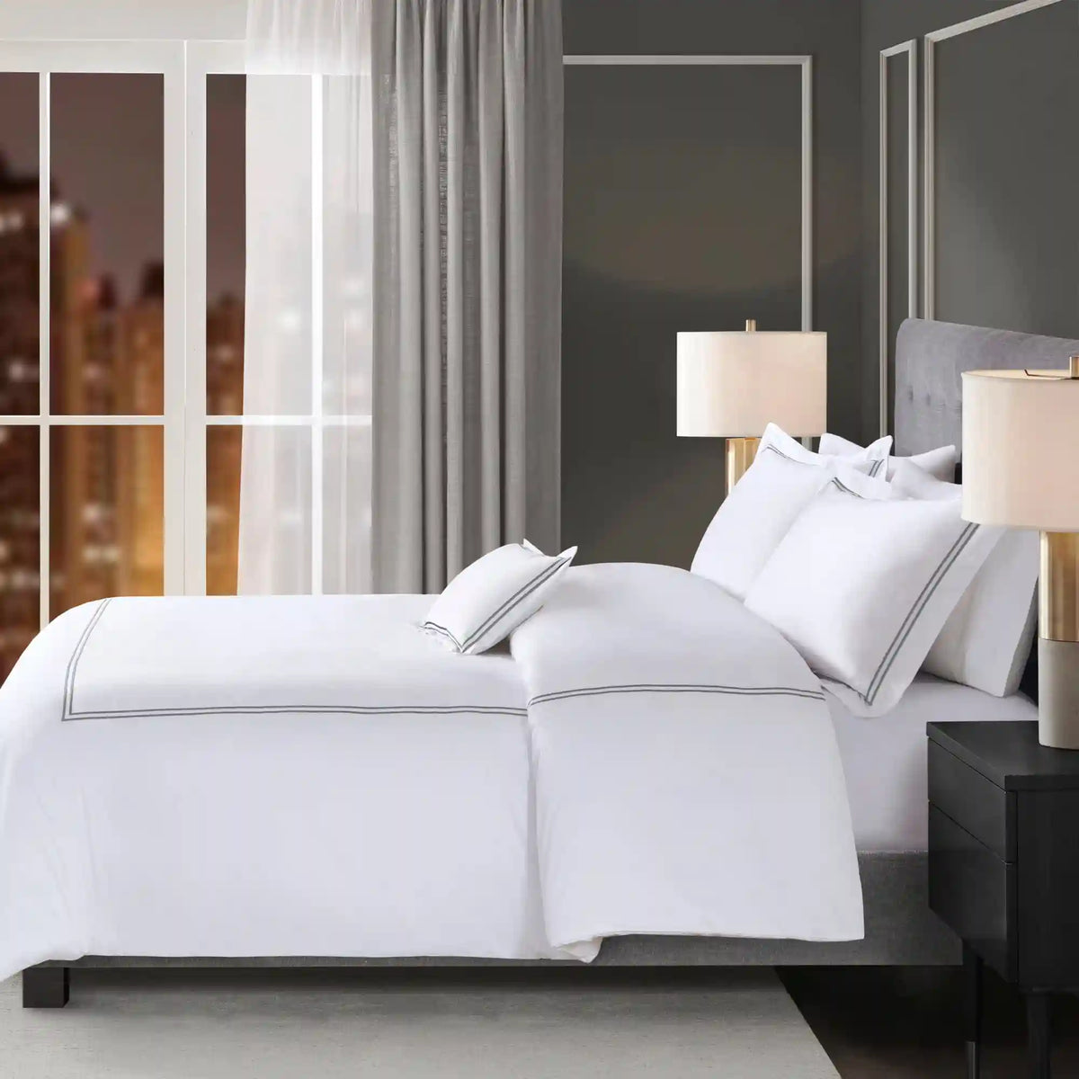500 Thread Count Luxury Collection 100% Cotton Sateen Embroidered Comforter Set