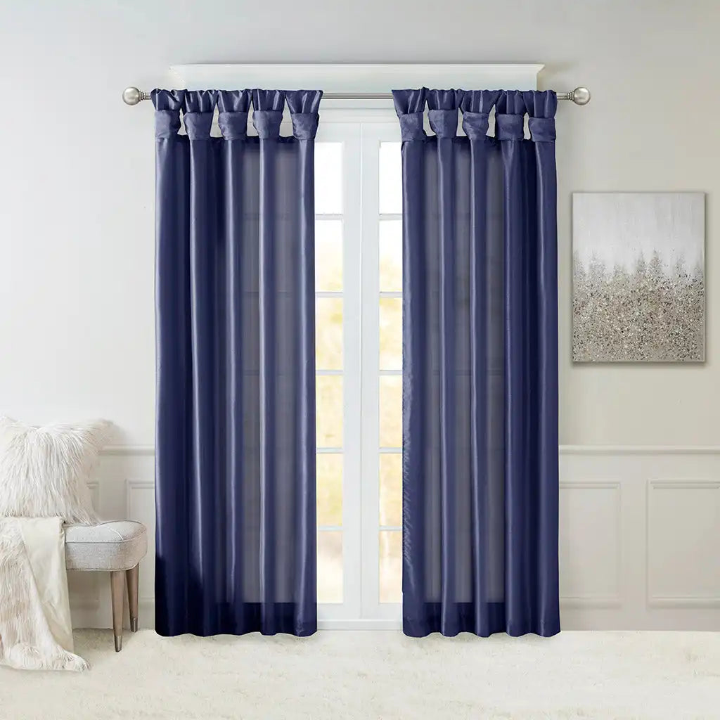 Emilia Twist Tab Lined Window Curtain Panel