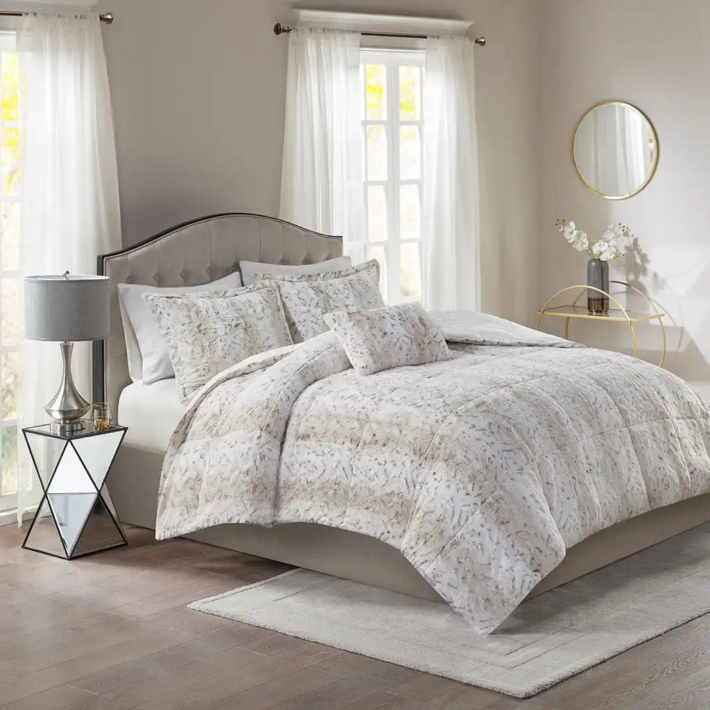 Zuri 4-Piece Faux Fur Comforter Set