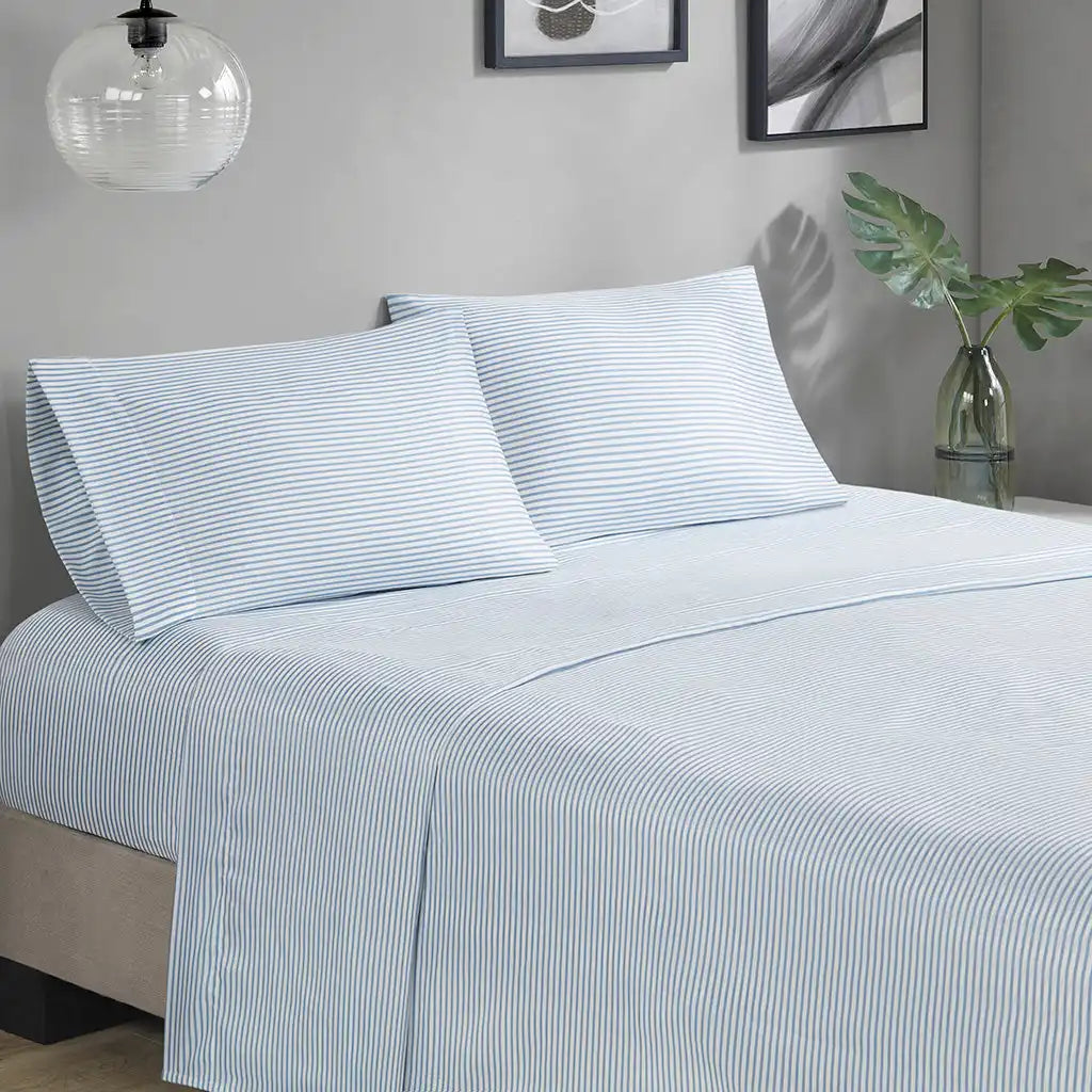 Jaxon Stripe Antimicrobial Comforter Set with Bed Sheets Bed in a Bag