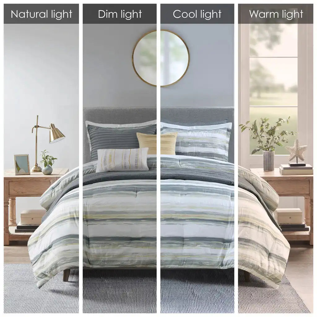 Marina 8-Piece Printed Seersucker Comforter Quil Set