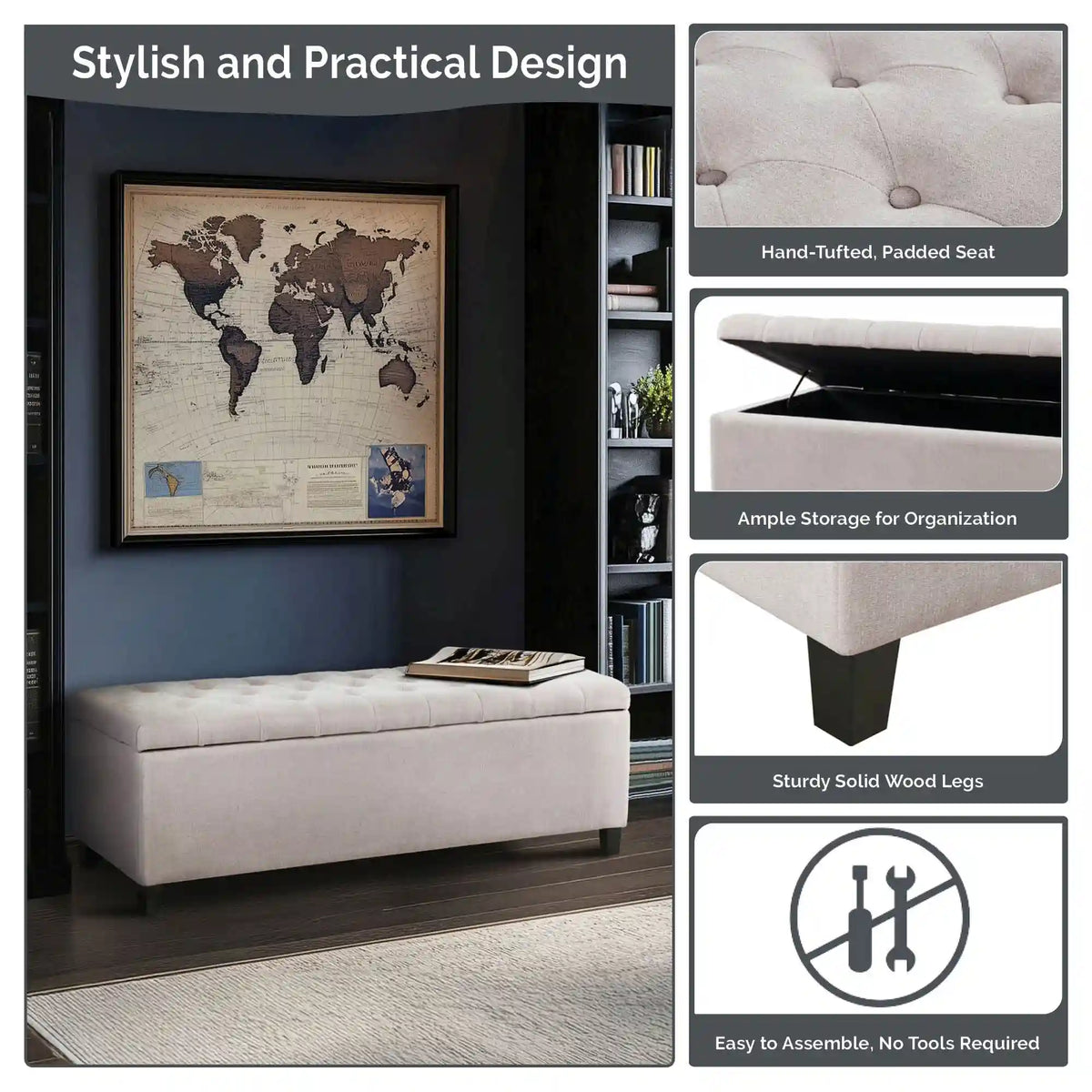 Shandra Tufted Top Upholstered Storage Bench