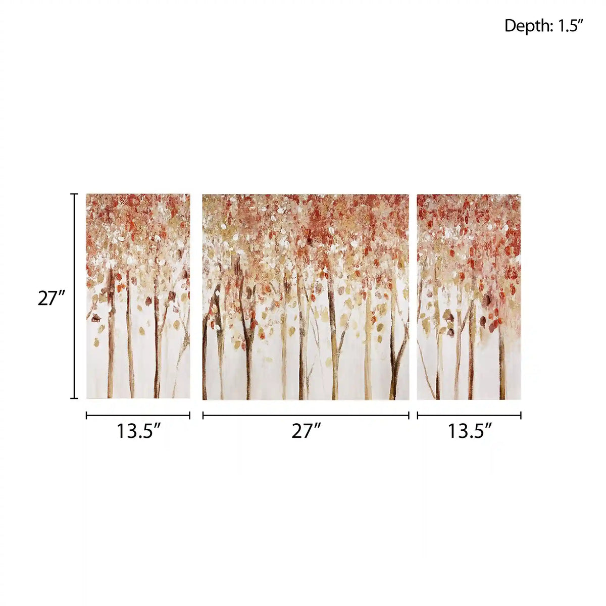 Autumn Forest Triptych 3-Piece Textured Canvas Wall Art Set