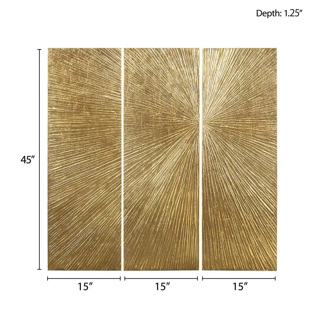 Sunburst Hand Painted Triptych 3-Piece Dimensional Resin Wall Art Set