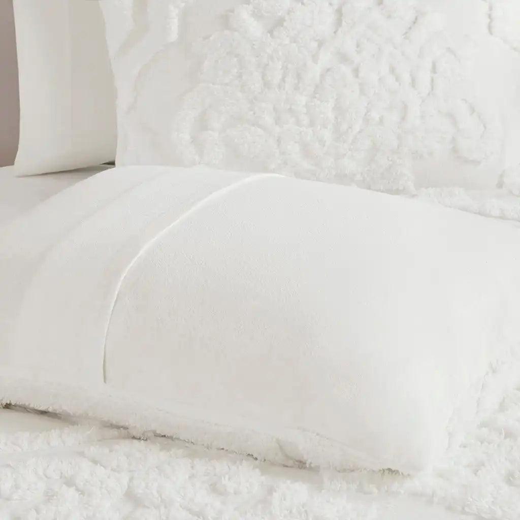 Viola 3-Piece Tufted Cotton Chenille Damask Duvet Cover Set