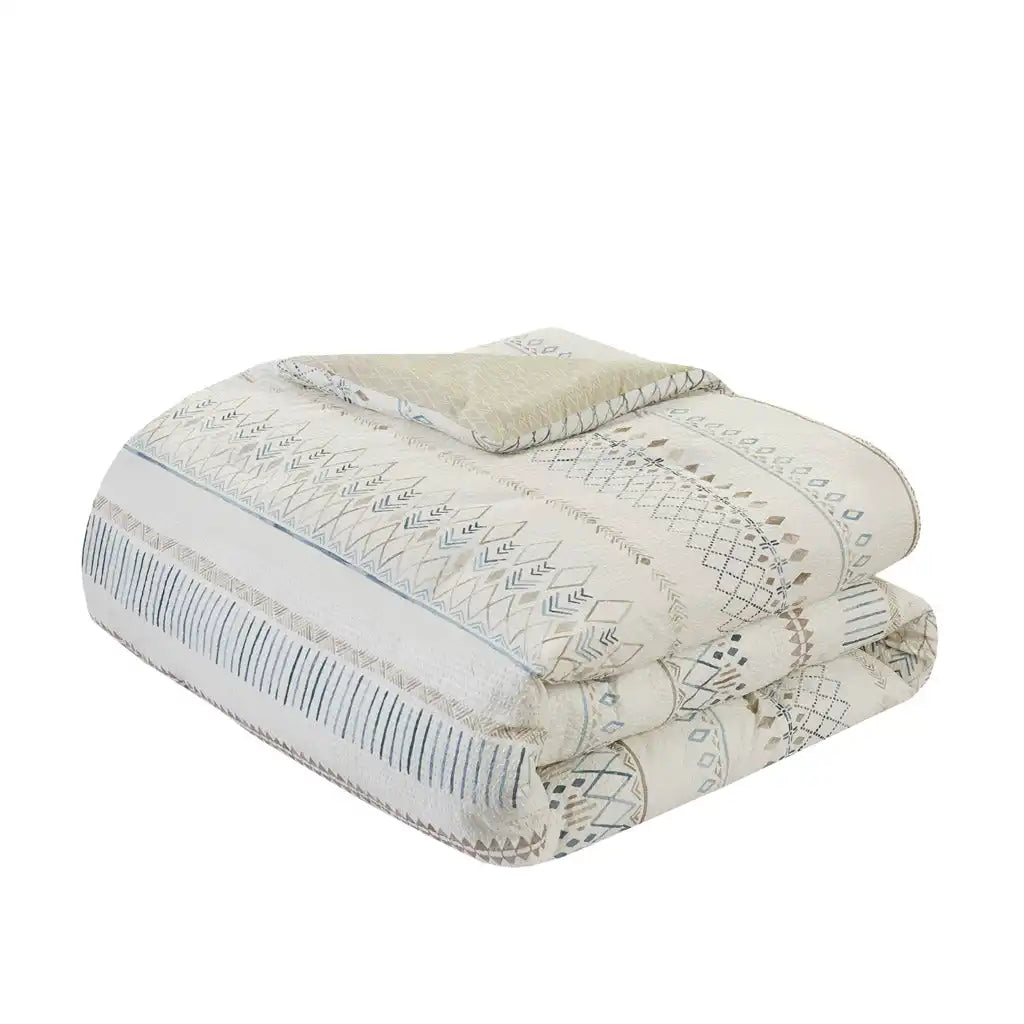 Fraser 5-Piece Printed Seersucker Antimicrobial Comforter Set with Throw Pillows