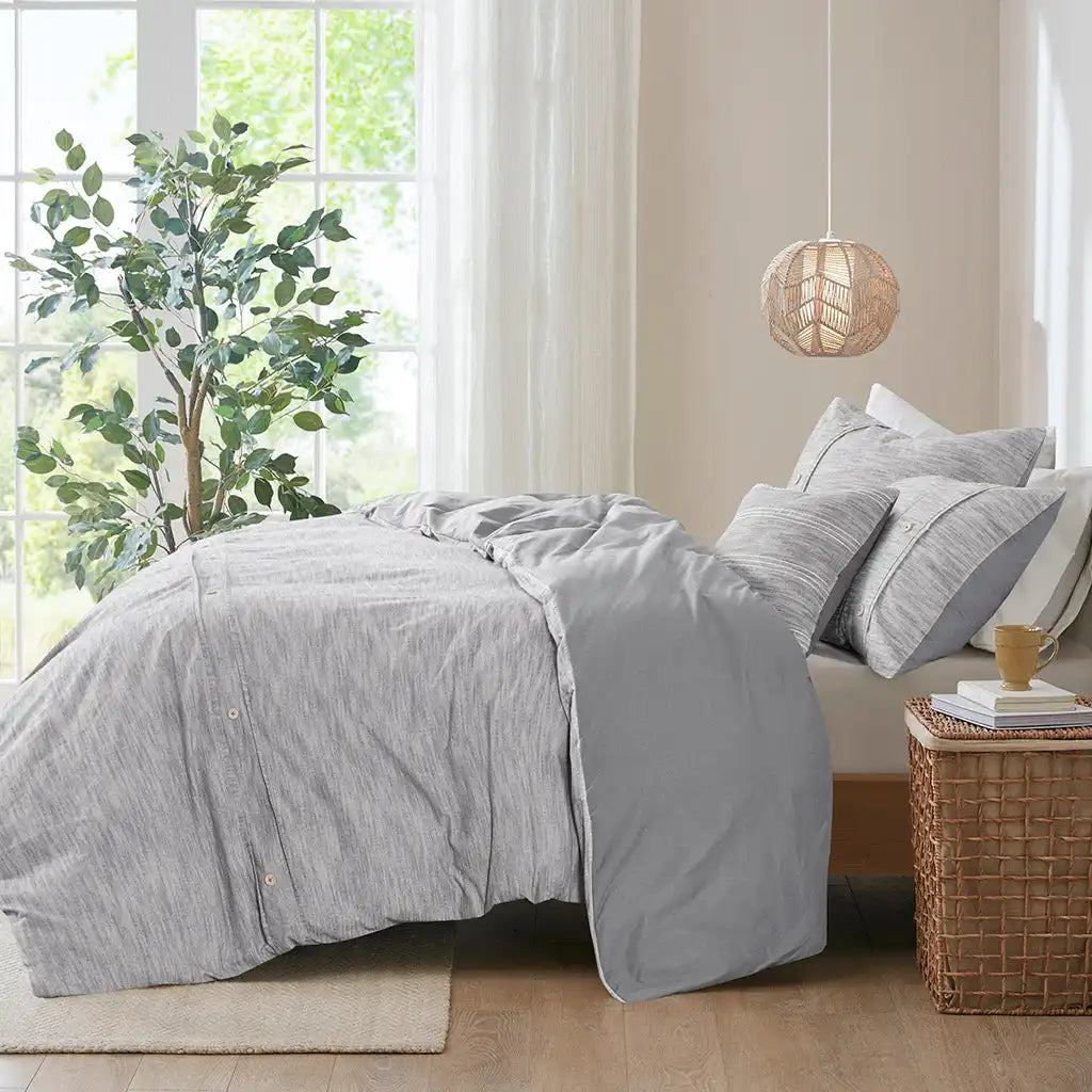 Dover 5-Piece Organic Cotton Oversized Comforter Cover Set with Removable Insert