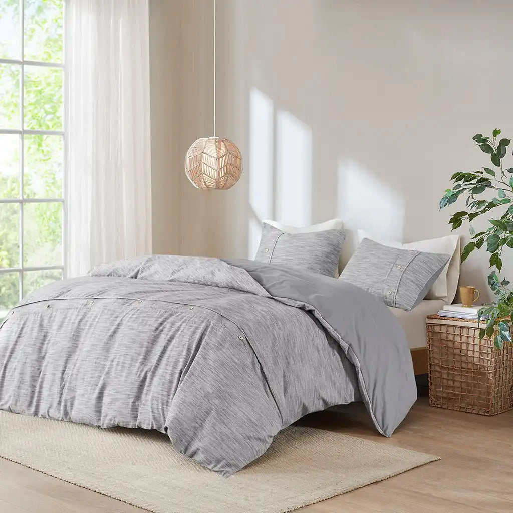Dover 3-Piece Organic Cotton Oversized Antimicrobial Duvet Cover Set