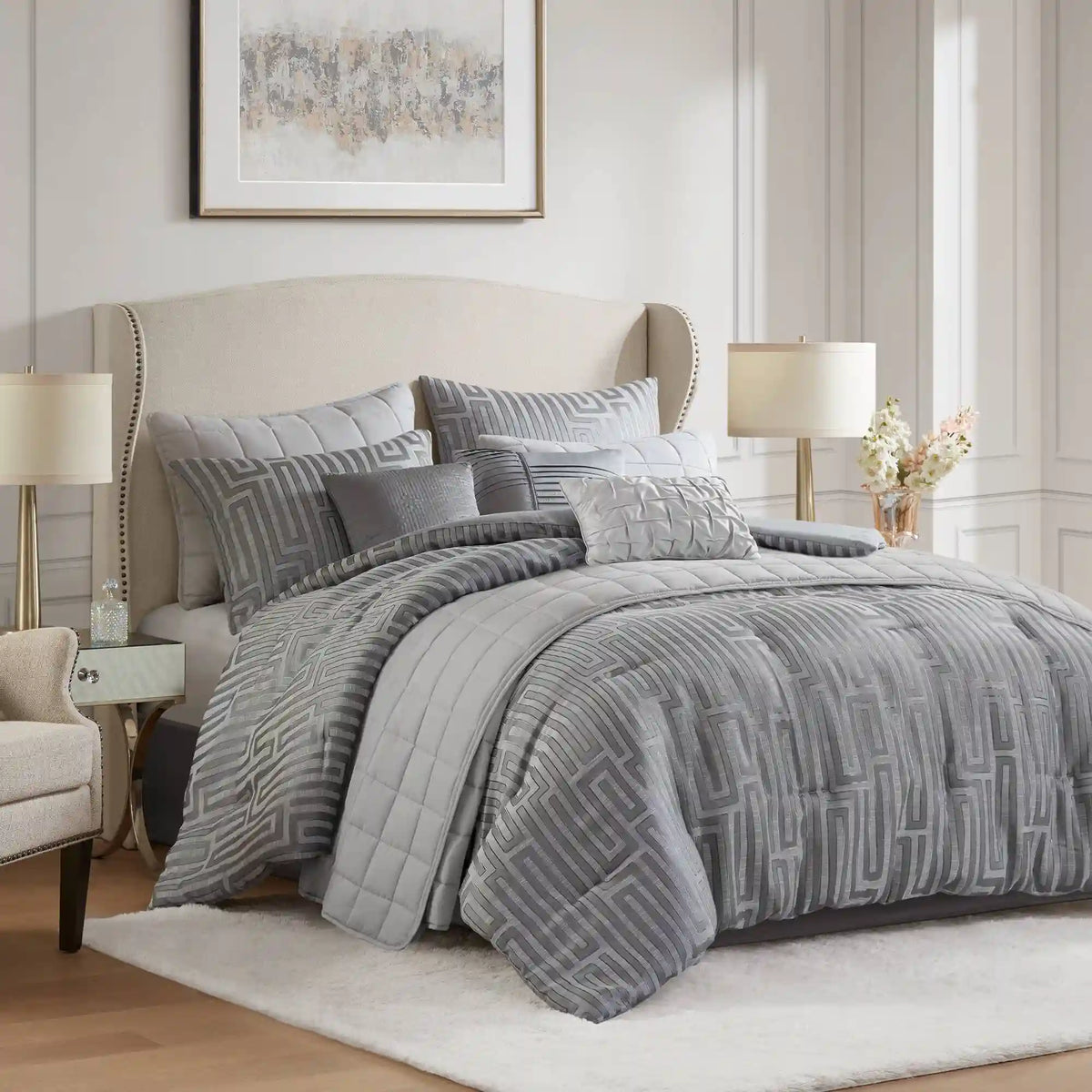 Royce 10-Piece Luxury Jacquard Comforter Set
