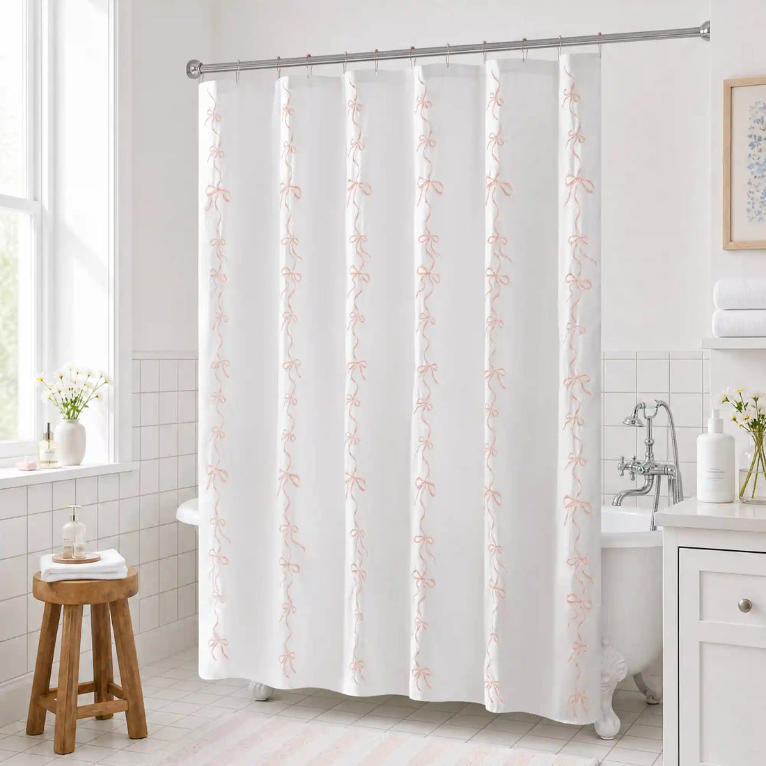 Addison Bowed Shower Curtain Set