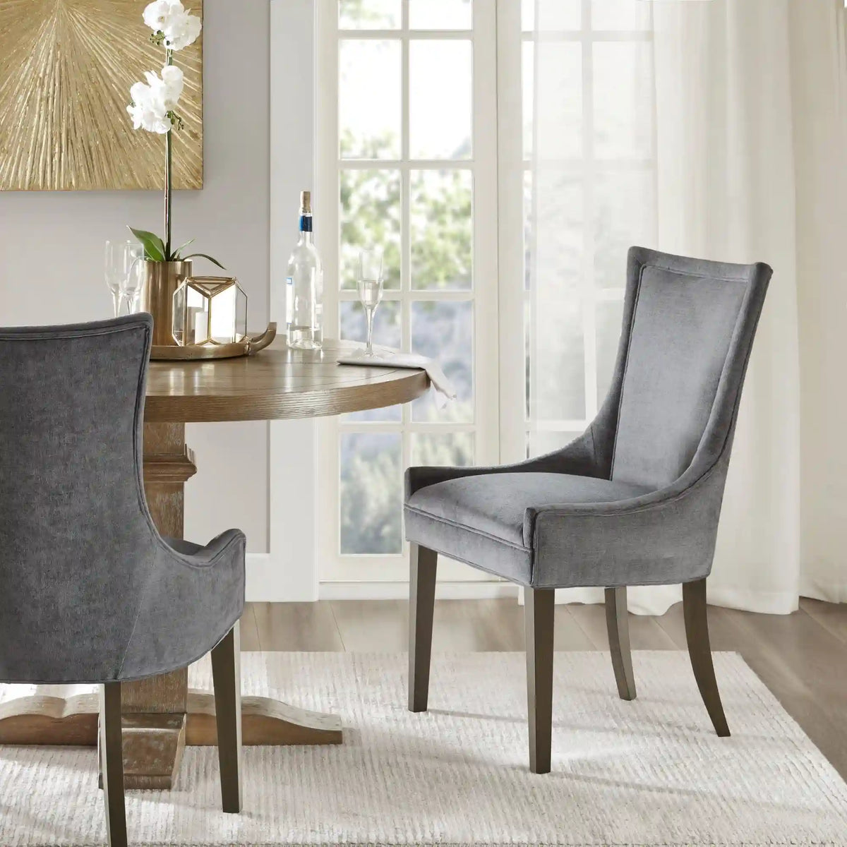 Ultra Upholstered Dining Side Chairs with Wood Legs (Pack of 2)