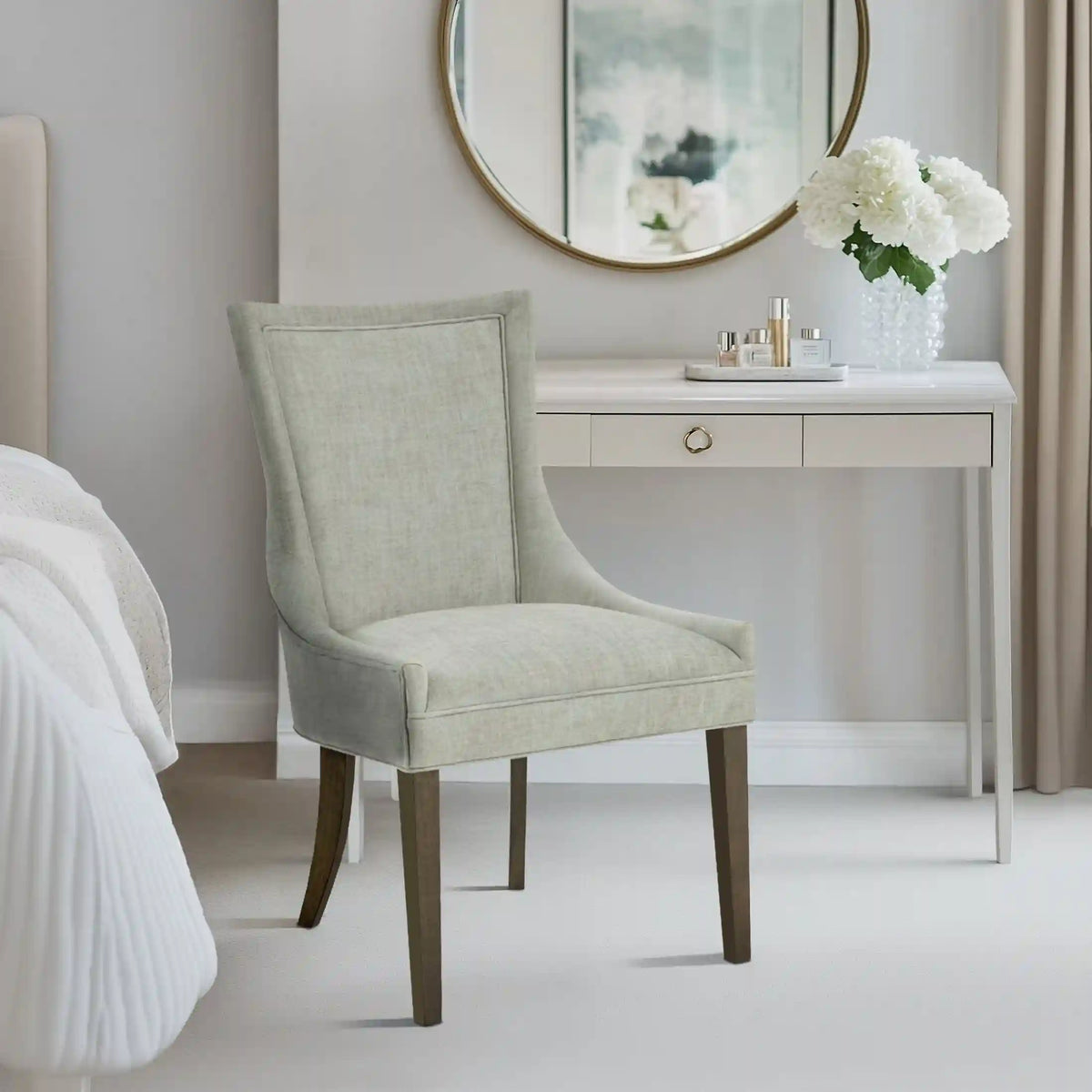 Ultra Upholstered Dining Side Chairs with Wood Legs (Pack of 2)