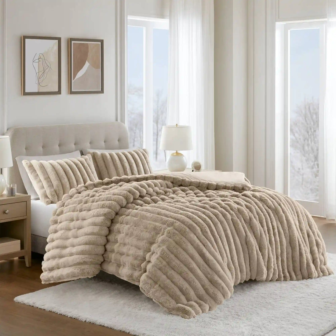 Jasmine Ultrasoft Faux Fur Ribbed Comforter Set