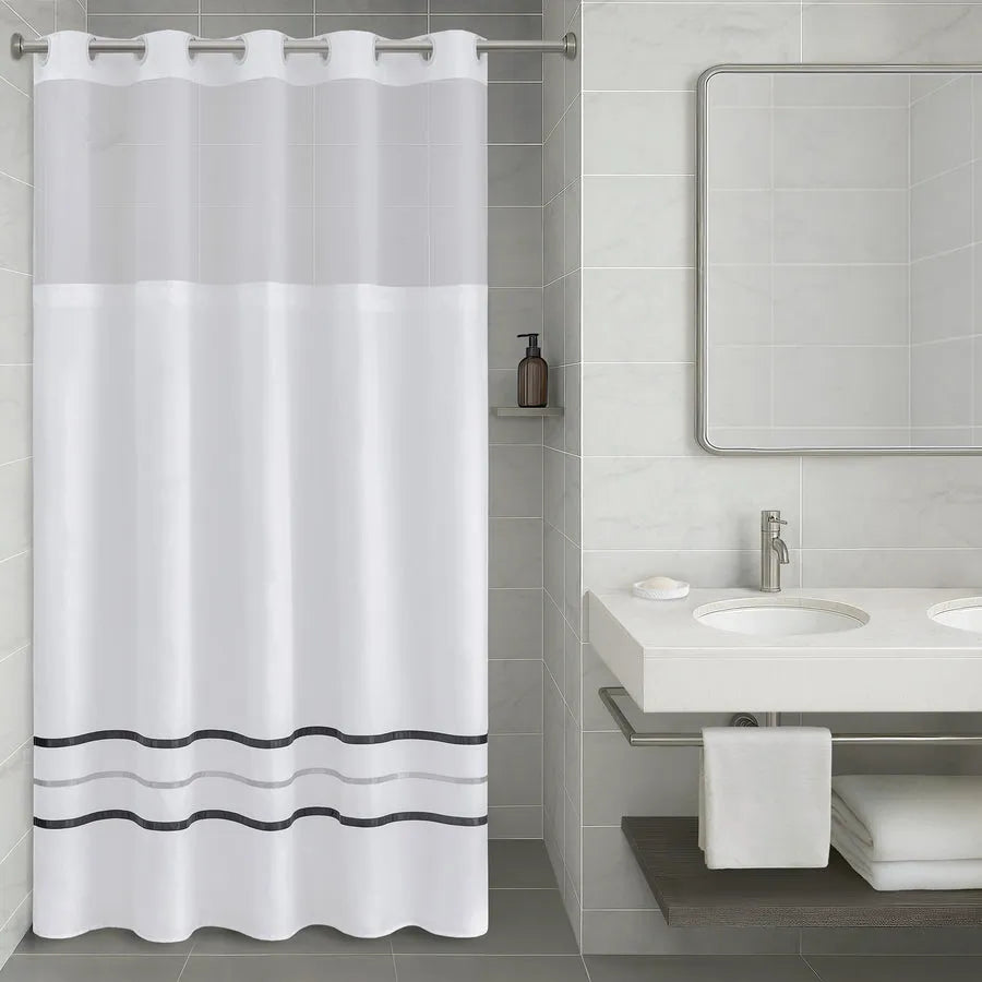 Hotel Collection Microfiber Premium Shower Curtain - Ribbon