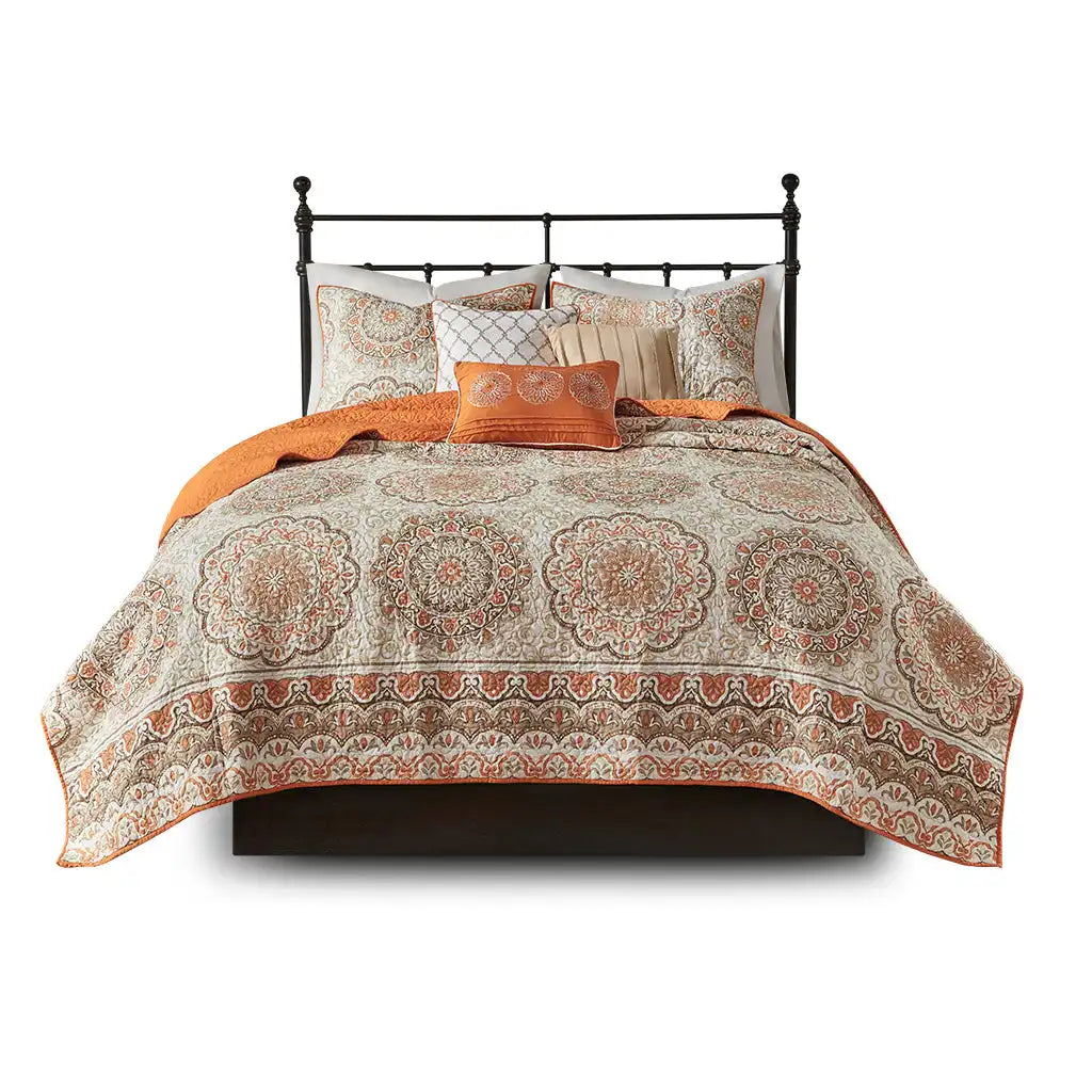 Tangiers 6-Piece Reversible Quilt Set with Throw Pillows