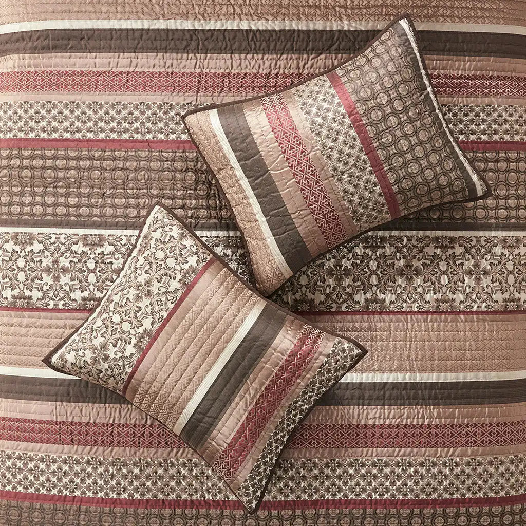 Princeton 5-Piece Jacquard Quilt Set with Throw Pillows