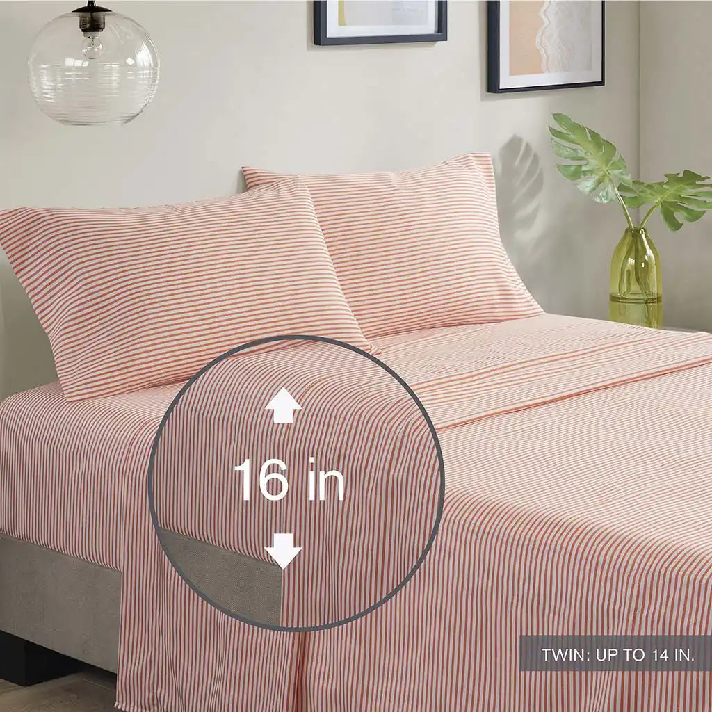 Jaxon Stripe Antimicrobial Comforter Set with Bed Sheets Bed in a Bag