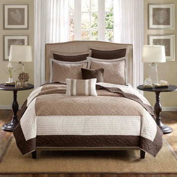 Attingham 7-Piece Quilt Set with Euro Shams and Throw Pillows