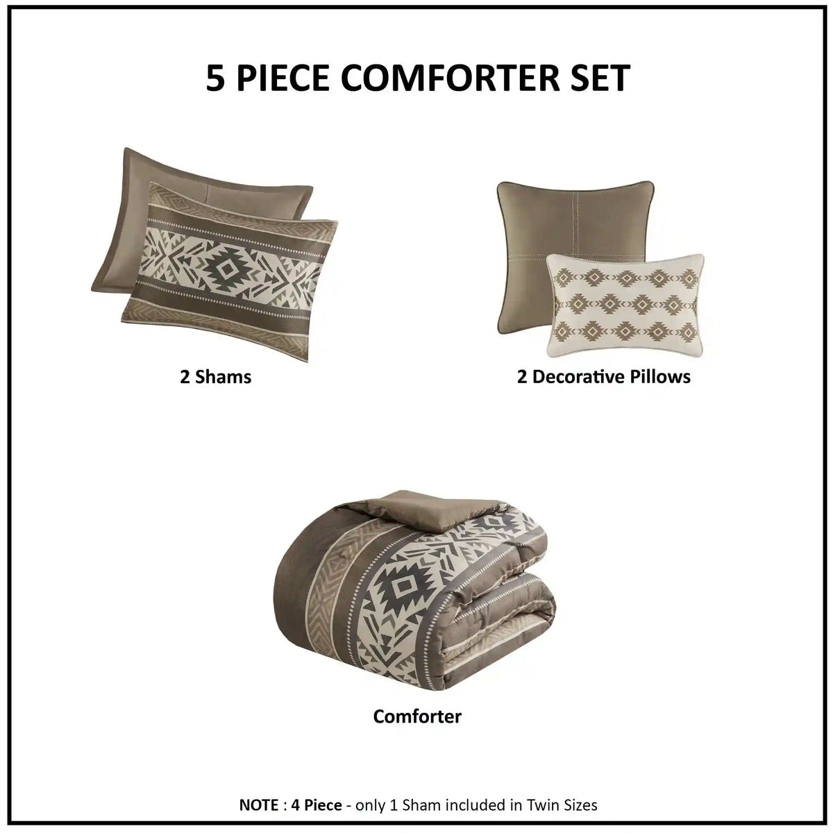 Mariposa 5-Piece Stripe Herringbone Comforter Set with Throw Pillows