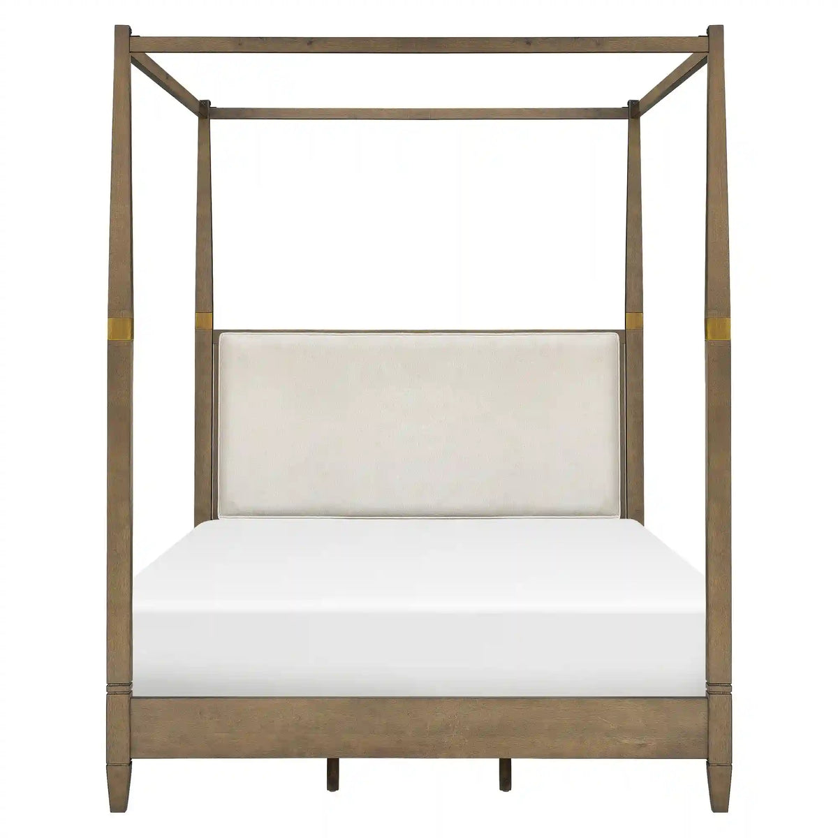Baylor Wood Canopy Bed Queen with Upholstered Headboard